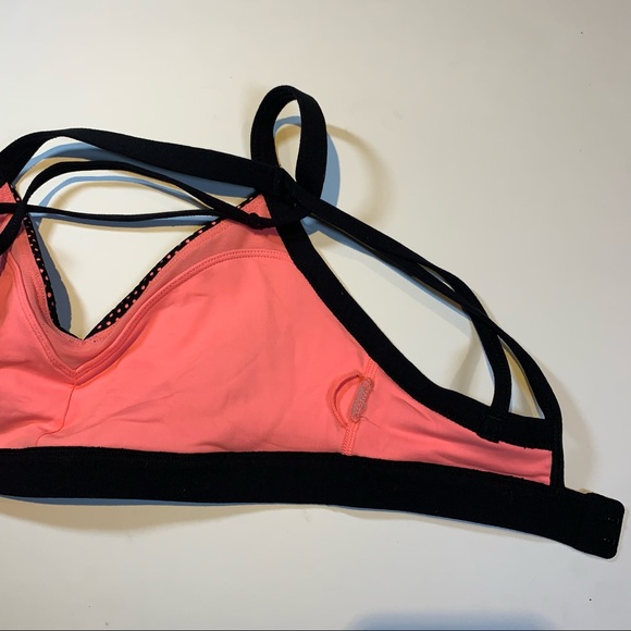 Lorna Jane coral and black peekaboo mesh sports bra - Picture 8 of 9